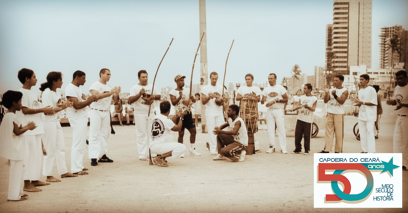 Roda de capoeira na Praia de Iracema na década de 80.